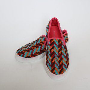 BAMBOO Multicolor Woven Slip-On Flats - Turquoise, Pink, Orange, Black